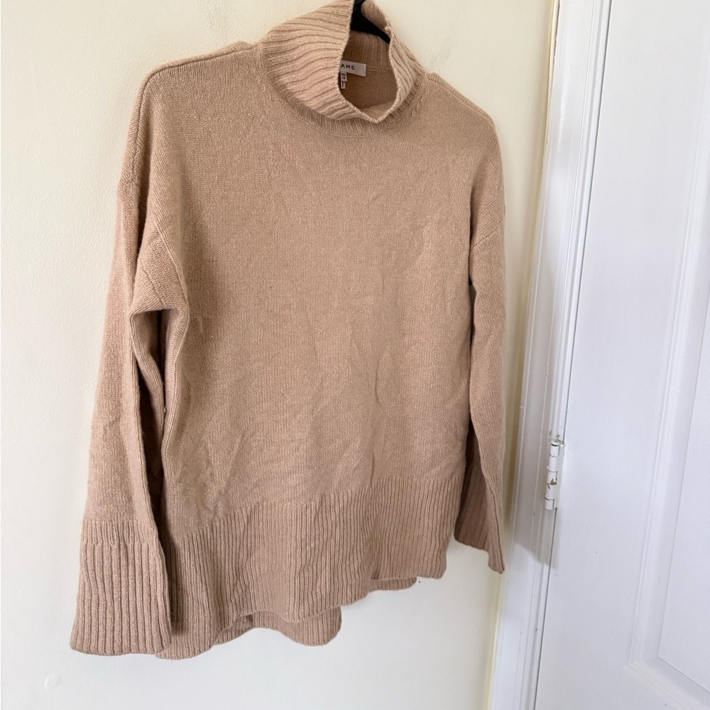 Frame Tan Cashmere Turtleneck Sweater - Picture 5 of 7